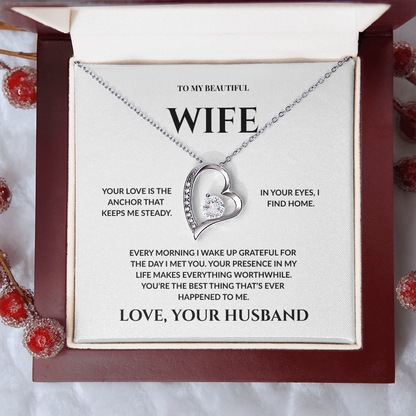 To My Beautiful Wife - In Your Eyes I Find Home _ Forever Love Necklace