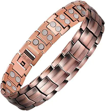 Vintage Red Copper Bracelet with Strong Magnetic Stones